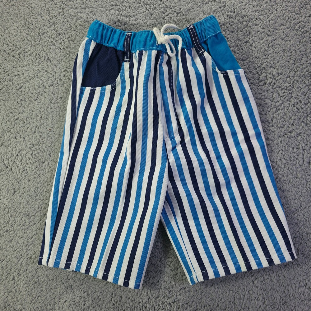 Vintage 1989 Sasson Kids Navy Blue Stripe T-Shirt and Shorts Set Size 7 NWT - Picture 7 of 11
